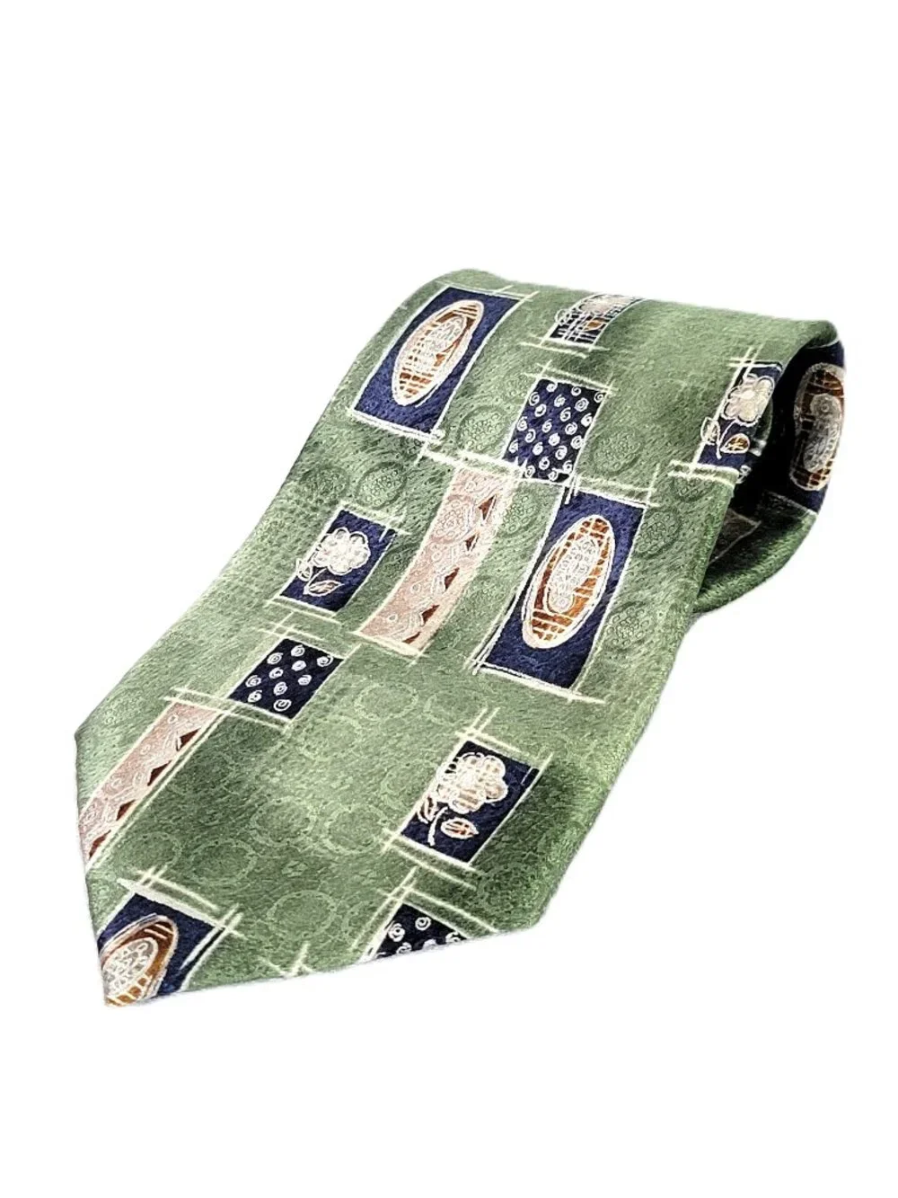 Stafford Executive Silk Geometric Abstract Tie Made in USA Italian Fabric